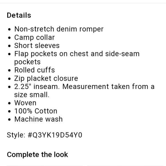 Guess Janis Zip Up Romper Medium Wash NWOT - Picture 6 of 6